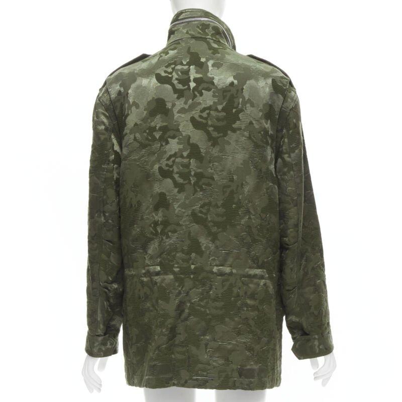 ALEXANDER WANG Army green camouflage jacquard military coat XS For Sale 1