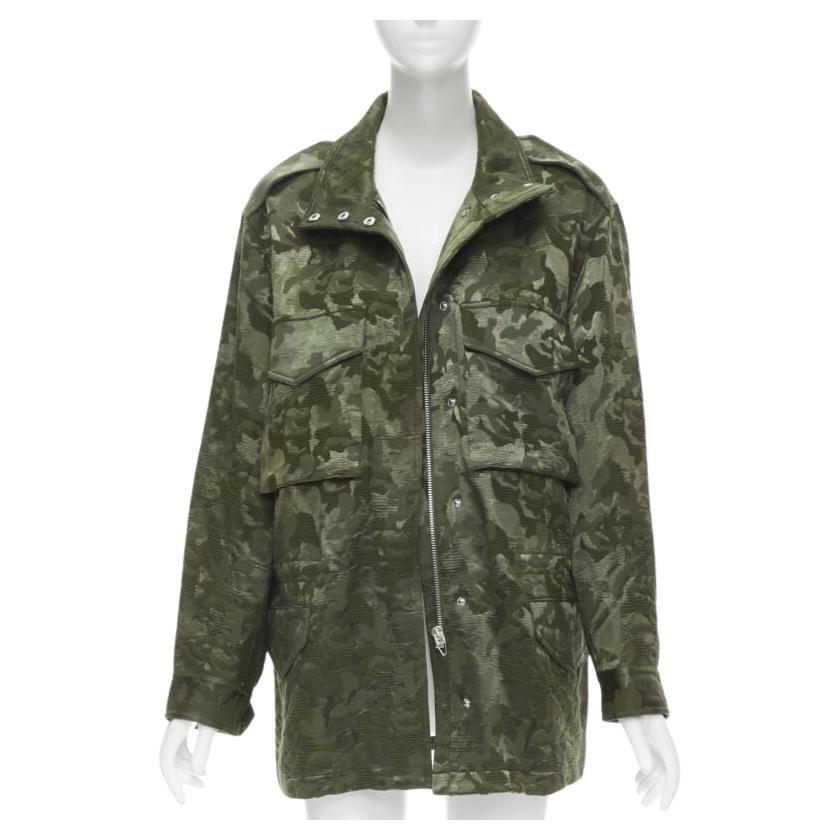 ALEXANDER WANG Army green camouflage jacquard military coat XS For Sale