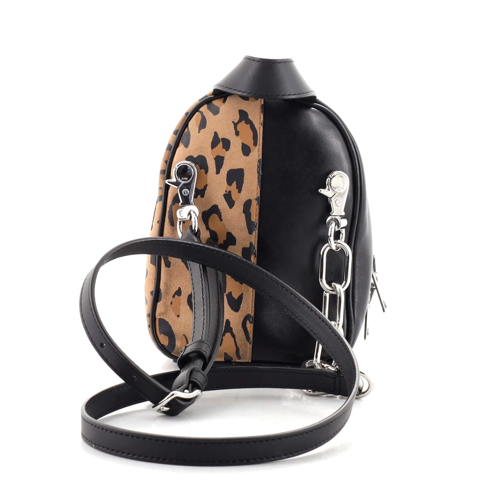 Black Alexander Wang Attica Backpack Crossbody Bag Printed Leather Mini