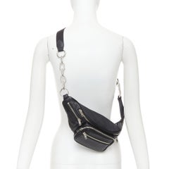 ALEXANDER WANG Attica black leather silver multi zip waist belt bag