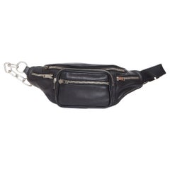 ALEXANDER WANG Attica Gürteltasche aus schwarzem Leder mit mehreren Reißverschlüssen in Silber