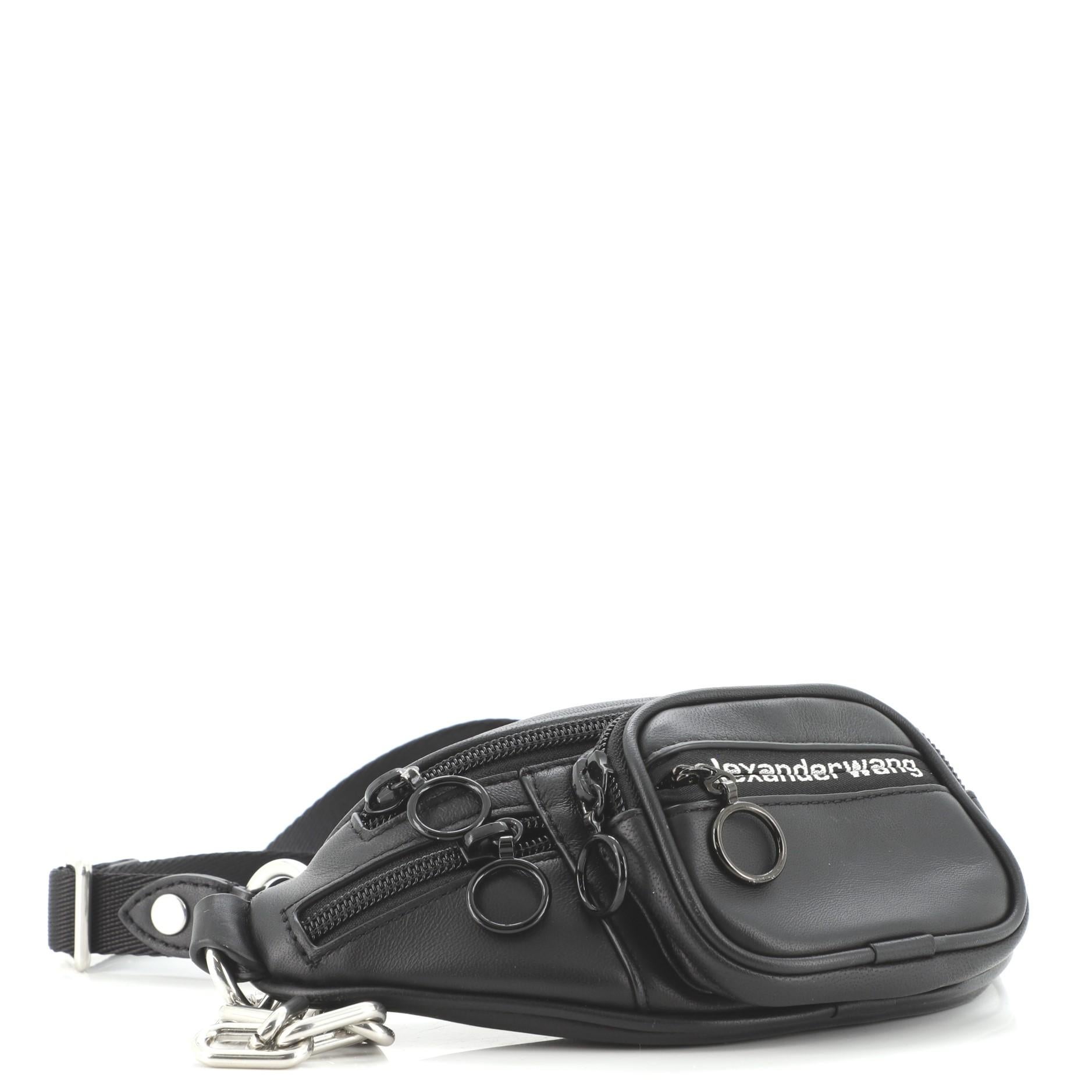 Noir Alexander Wang Attica sac de taille en cuir mini