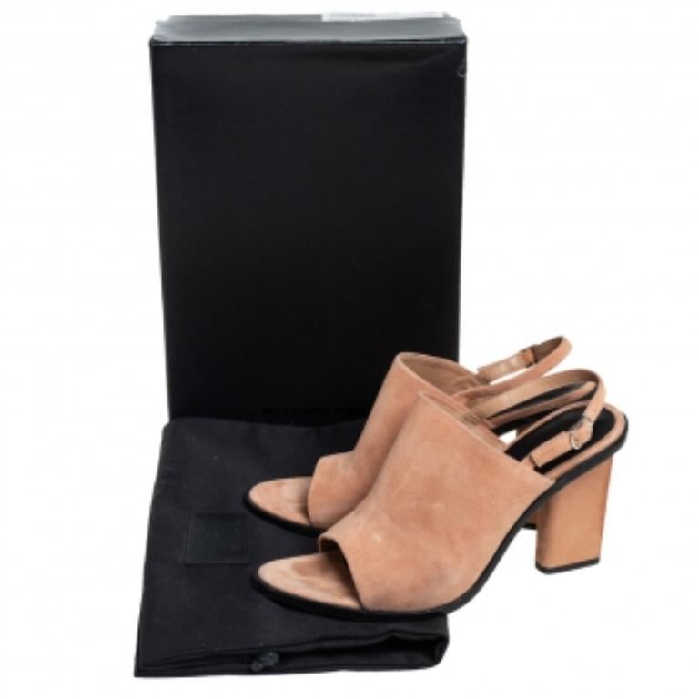 This pair from Alexander Wang definitely deserves your love as it is well-built and exquisite in appeal. They've been crafted from suede and styled with open toes, slingbacks, and 9 cm heels. They are just truly high in style and fashion.