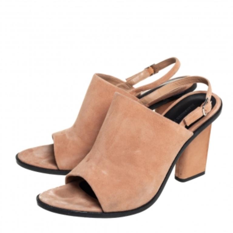 Alexander Wang Beige Suede Cole Slingback Sandals Size 40.5 For Sale 5