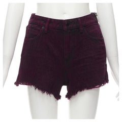 ALEXANDER WANG Bite berry rosso nero lavato zip laterale sfrangiata pantaloncini di denim 25"