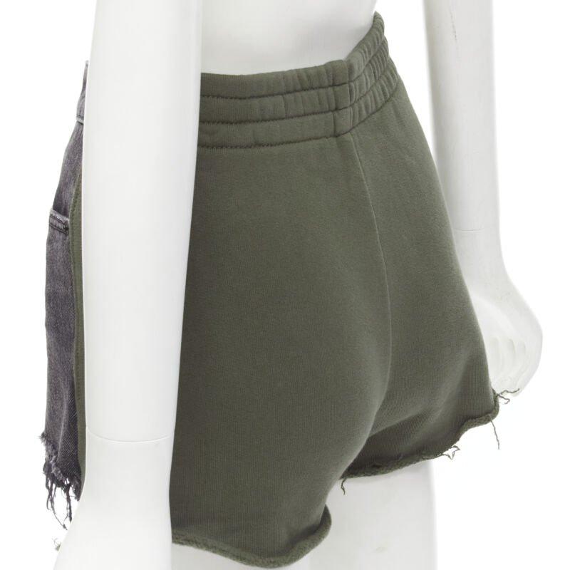 Black ALEXANDER WANG Bite Clash High Rise black denim green sweats cut off shorts 24