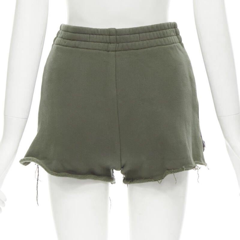 Women's ALEXANDER WANG Bite Clash High Rise black denim green sweats cut off shorts 24