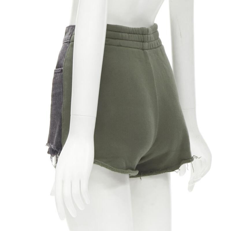 ALEXANDER WANG Bite Clash High Rise black denim green sweats cut off shorts 24
