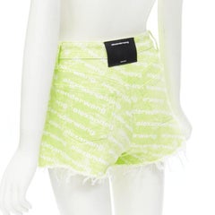 ALEXANDER WANG Bite High Rise Grüne Denim-Shorts mit Logodruck 24"