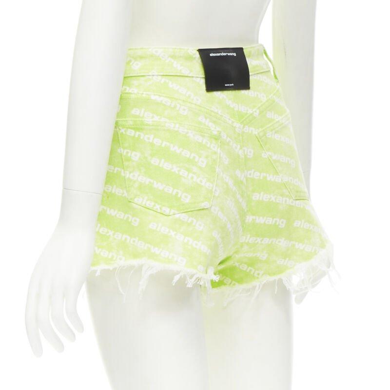 ALEXANDER WANG - Bite High Rise - Short en jean découpé, imprimé logo, vert 24