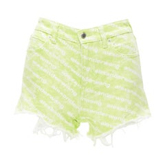 ALEXANDER WANG Bite High Rise Grüne Denim-Shorts mit Logodruck 24"