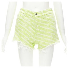 ALEXANDER WANG Bite High Rise Grüne Denim-Shorts mit Logodruck 24"