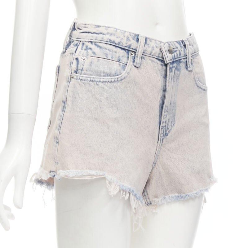 Gris ALEXANDER WANG - Bite High Rise - Short taille haute en denim délavé à l'acide - orange 25