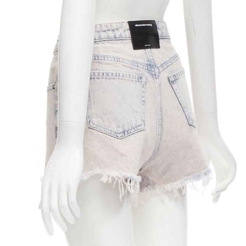ALEXANDER WANG - Bite High Rise - Short taille haute en denim délavé à l'acide - orange 25