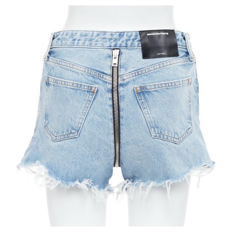 ALEXANDER WANG Bite Zip blue washed denim hot pants shorts 25