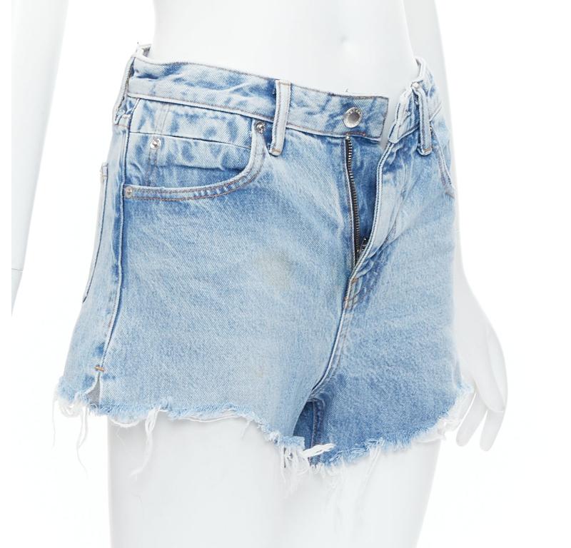 Blue ALEXANDER WANG Bite Zip blue washed denim hot pants shorts 25