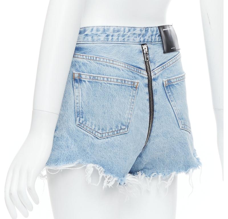 Women's ALEXANDER WANG Bite Zip blue washed denim hot pants shorts 25