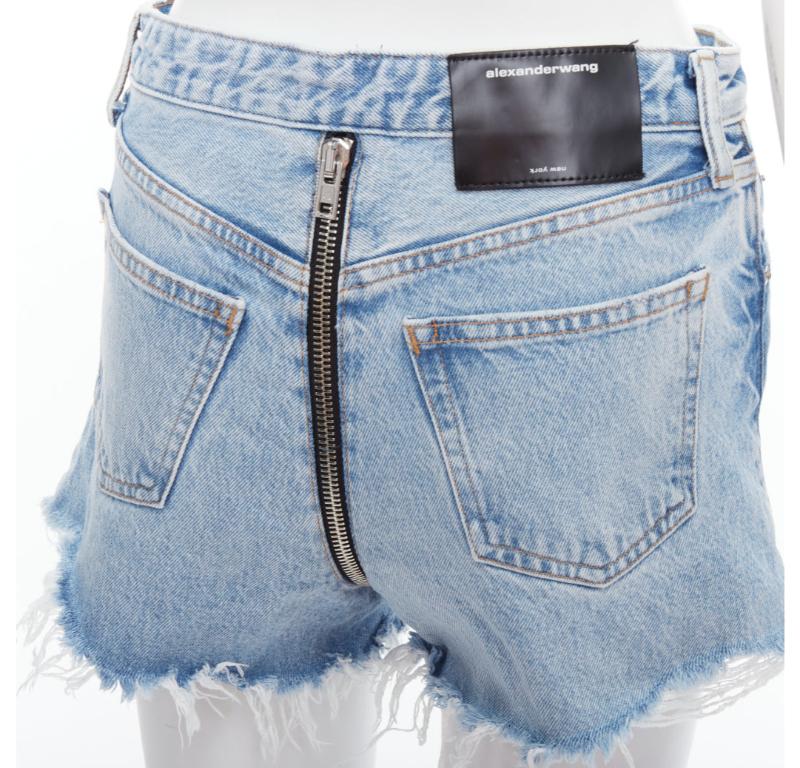 ALEXANDER WANG Bite Zip blue washed denim hot pants shorts 25