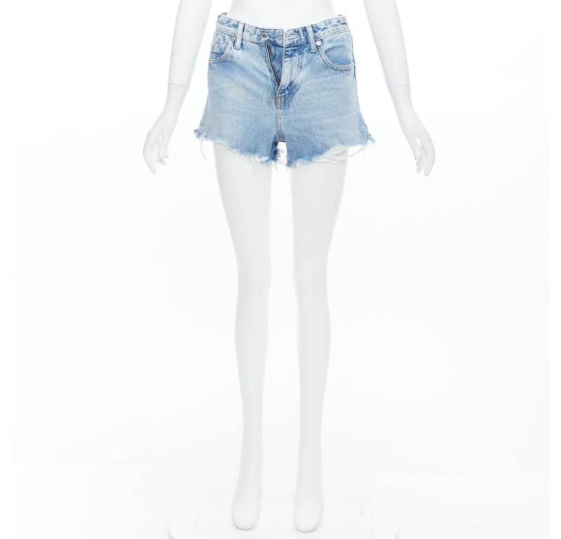 ALEXANDER WANG Bite Zip blue washed denim hot pants shorts 25