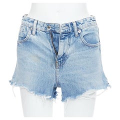 ALEXANDER WANG Bite Zip blue washed denim hot pants shorts 25"