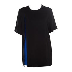 Alexander Wang Black and Blue Crepe Contrast Layered Tunic S