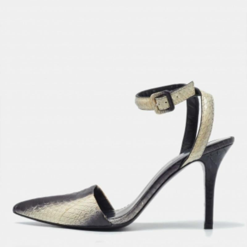 Alexander Wang Schwarz/Beige Python Leder Knöchelriemen Pumps Größe 40.5 im Angebot
