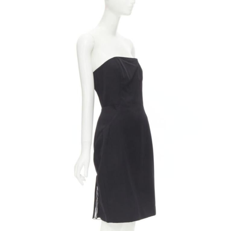 Black ALEXANDER WANG black built in corset strapless leather pleat back dress US4 S For Sale