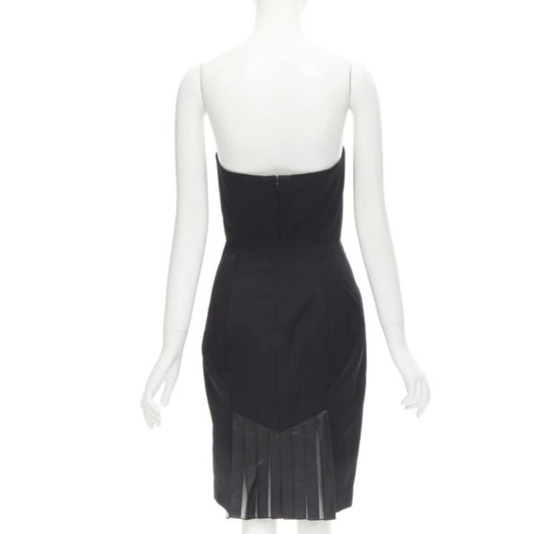 Women's ALEXANDER WANG black built in corset strapless leather pleat back dress US4 S For Sale