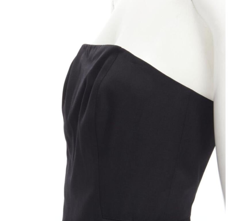 ALEXANDER WANG black built in corset strapless leather pleat back dress US4 S For Sale 2