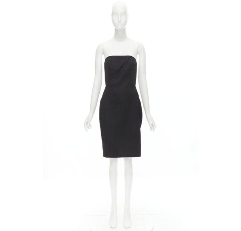 ALEXANDER WANG black built in corset strapless leather pleat back dress US4 S For Sale 4