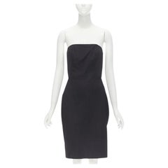 ALEXANDER WANG Schwarzes Korsett trägerloses Lederkleid mit Falten im Rücken US4 S