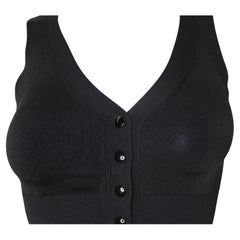 Alexander Wang Black Button-Down V-Neck Cropped Sleeveless Top