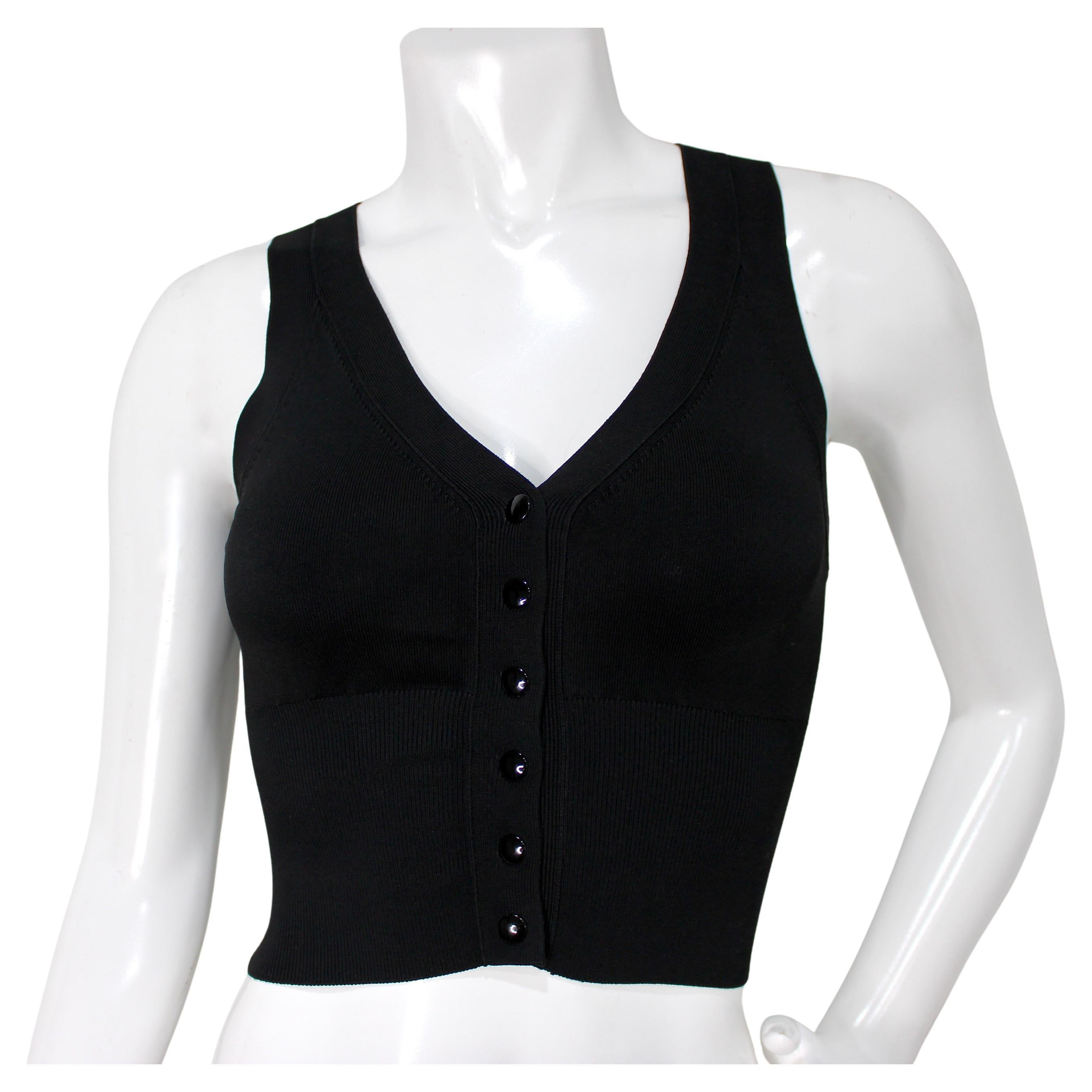 Alexander Wang - Noir - Top boutonné à col en V et à manches courtes en vente