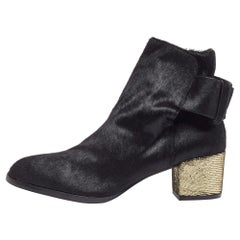 Alexander Wang Black Calf Hair Ankle Length Boots Size 36