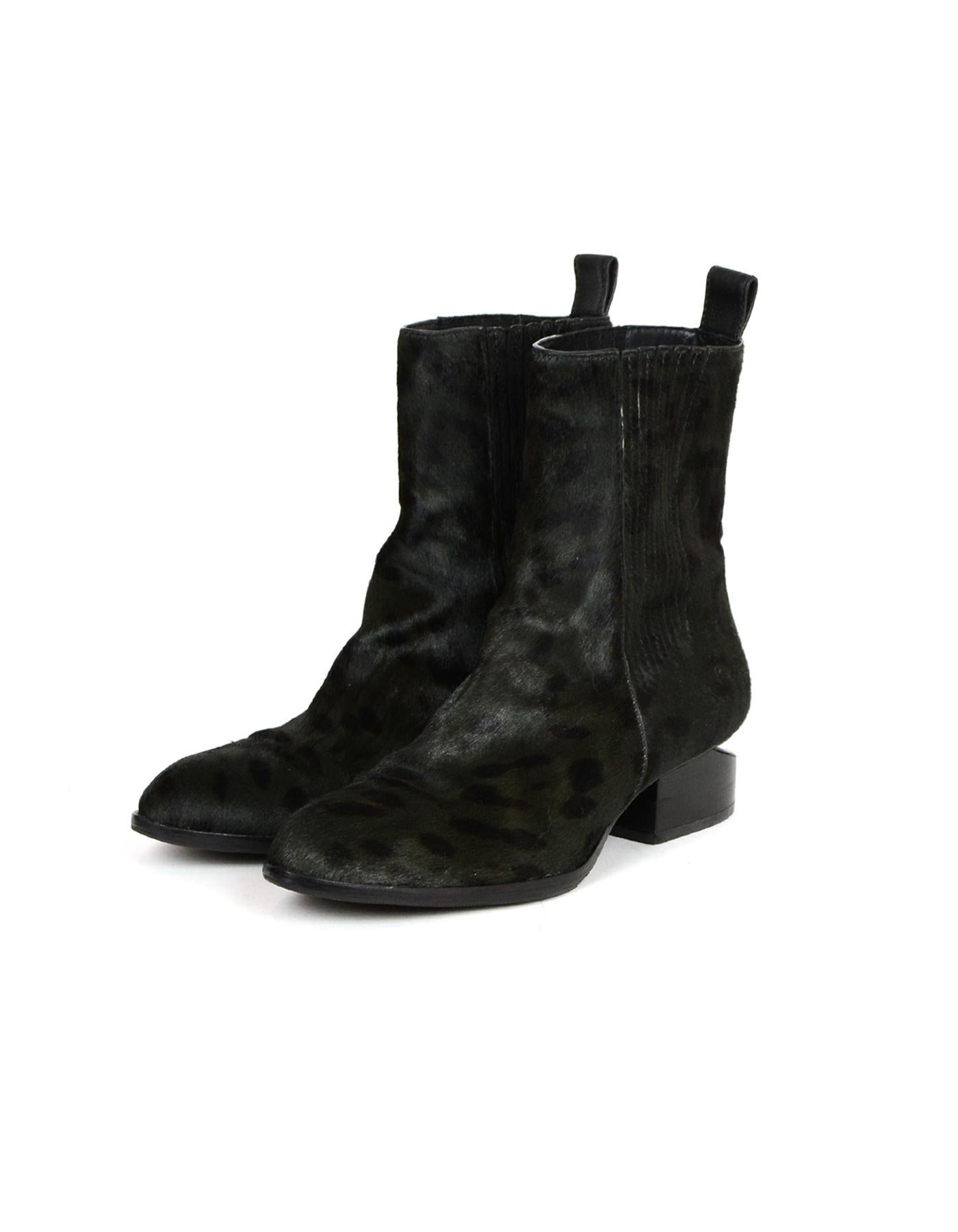 Alexander Wang Black Calf Hair Anouck Shortboots sz 41

Color: Black
Materials: Calf hair, leather
Closure/Opening: Slip on
Overall Condition: Excellent pre-owned condition, with the exception of slight wear on heels and scuffs on insoles. 

Marked