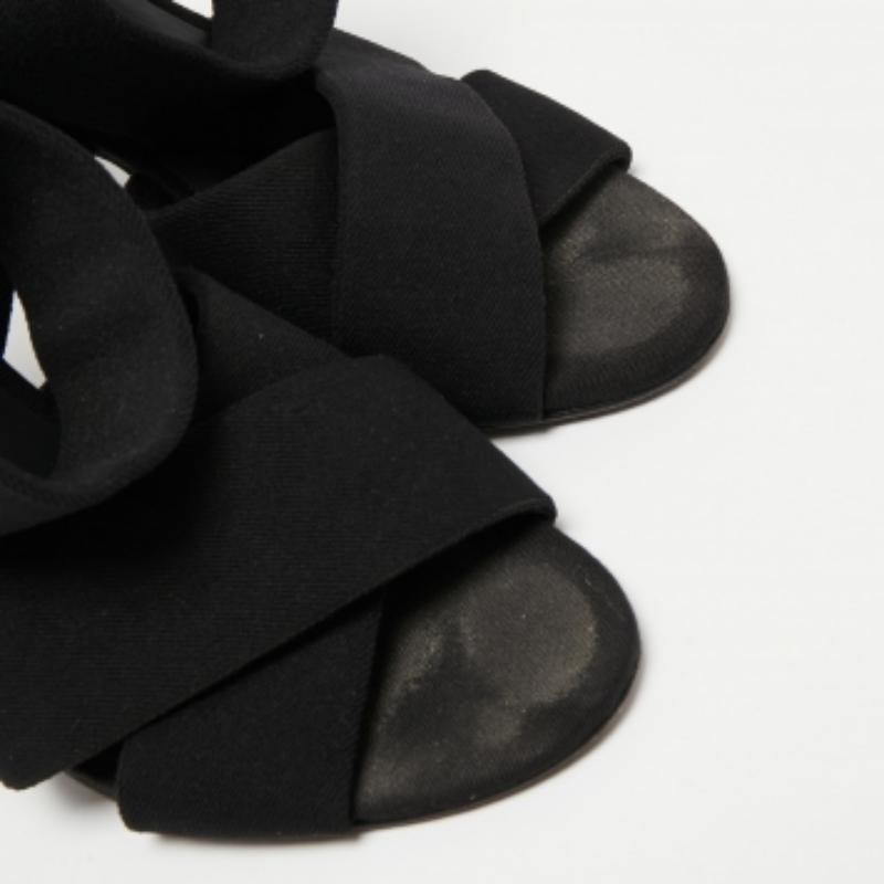Alexander Wang Black Canvas Ankle Wrap Sandals Size 36 For Sale 1