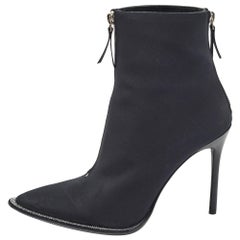 Alexander Wang Black Canvas Pointed Toe Ankle Boots Size 39