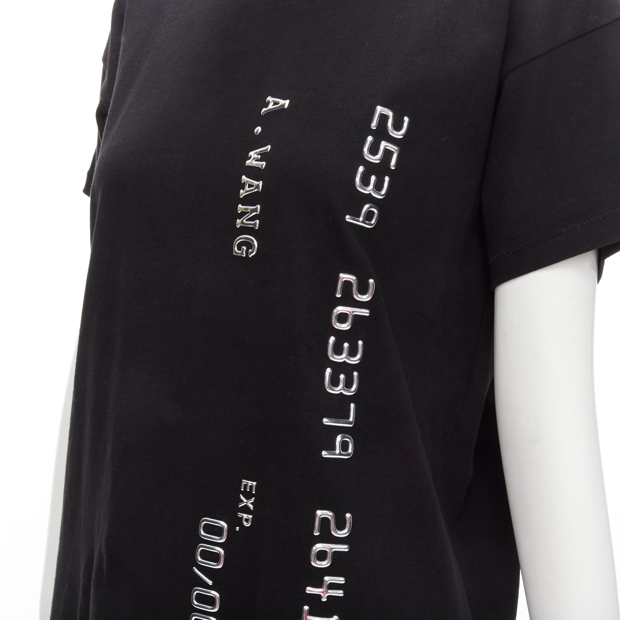 ALEXANDER WANG Black Credit Card silver letter embellished cotton tshirt S
Reference: ANWU/A00506
Brand: Alexander Wang
Designer: Alexander Wang
Collection: Credit Card
Material: Cotton
Color: Black, Silver
Pattern: Solid

CONDITION:
Condition:
