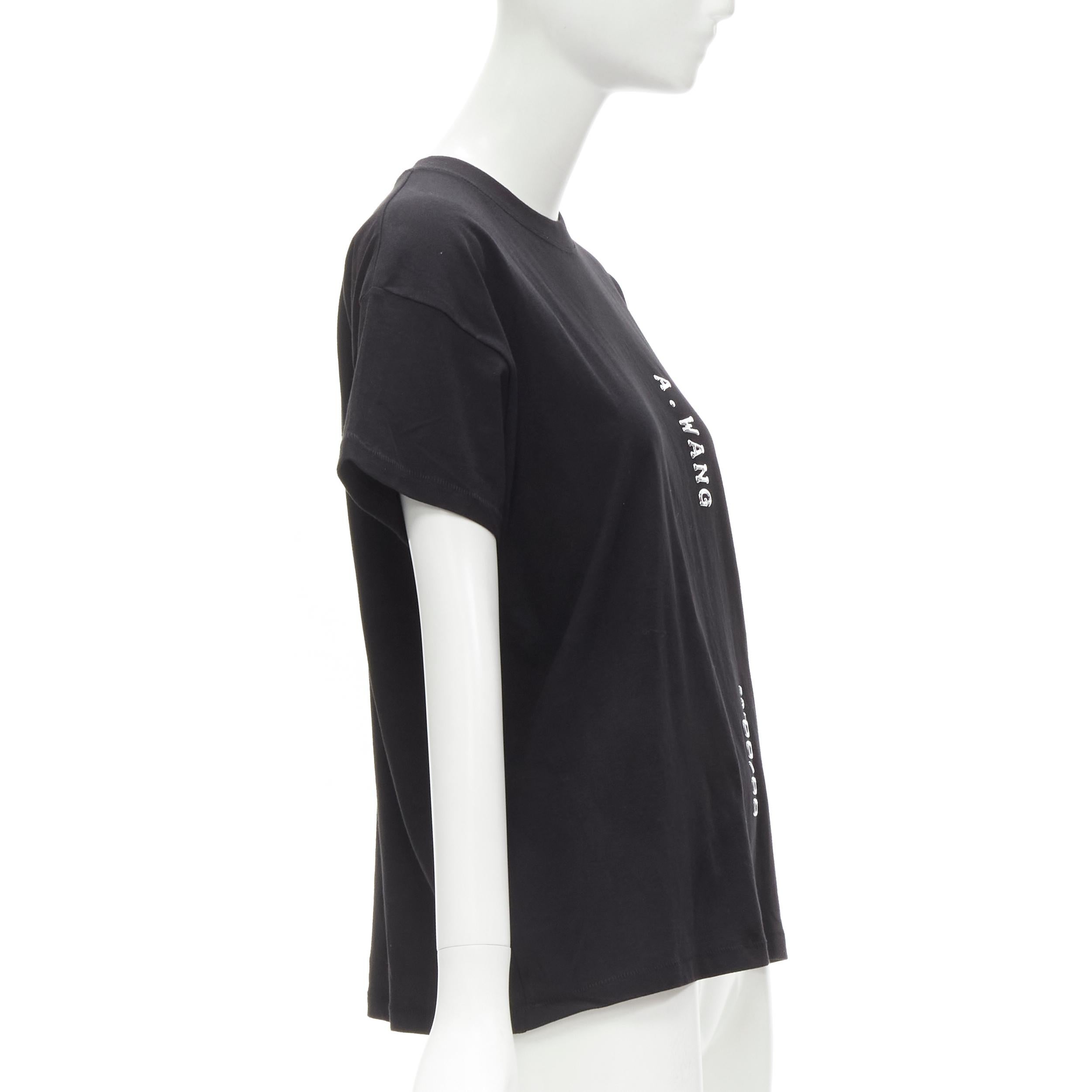 ALEXANDER WANG Black Credit Card silver letter embellished cotton tshirt S In Excellent Condition For Sale In Hong Kong, NT