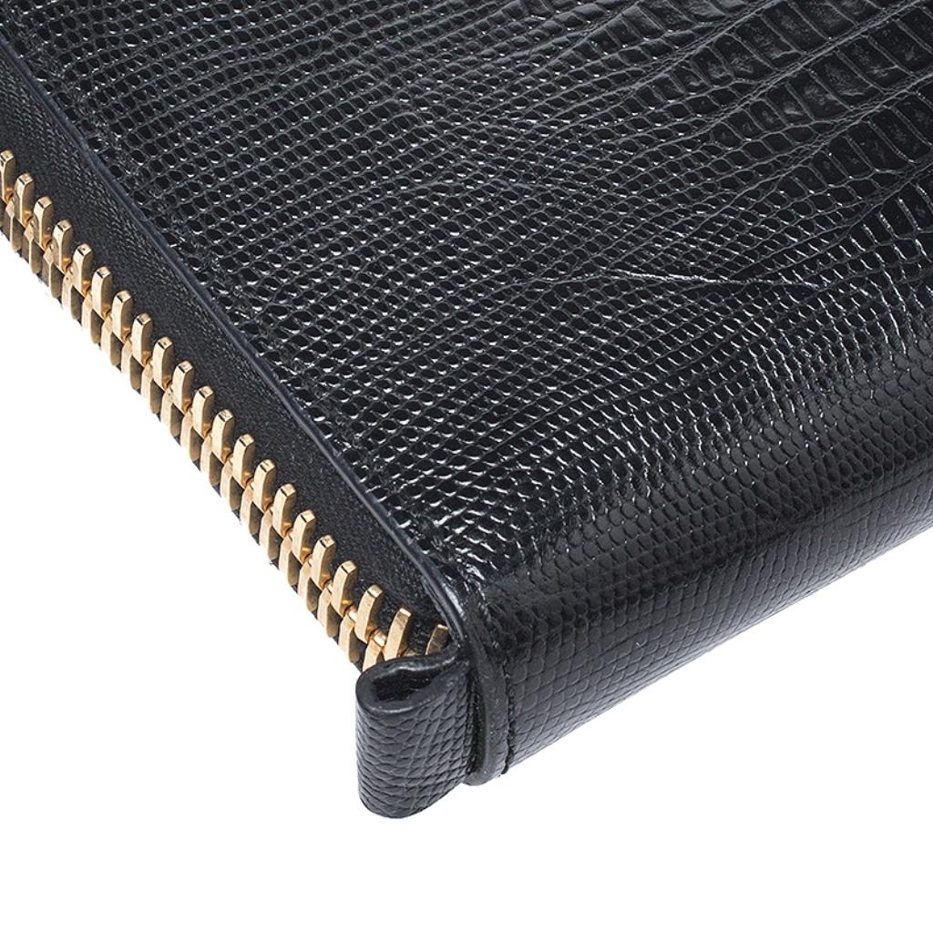 Alexander Wang Black Croc Embossed Leather Lydia Wristlet Clutch 3