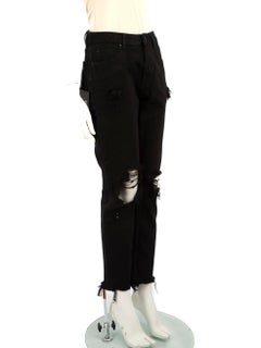 Alexander Wang Black Denim Zip Detail Ripped Jeans Size M