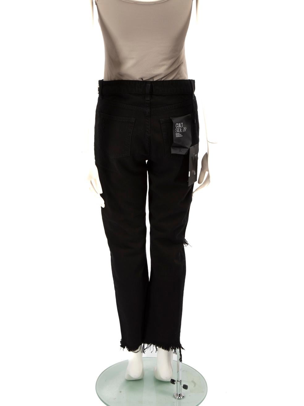Alexander Wang Black Denim Zip Detail Ripped Jeans Size M In New Condition For Sale In London, GB