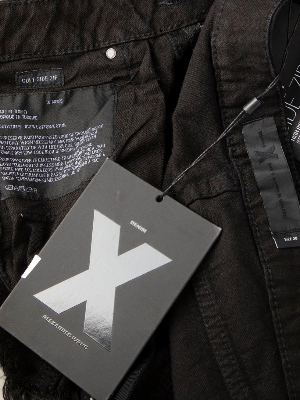 Alexander Wang Black Denim Zip Detail Ripped Jeans Size M For Sale 1