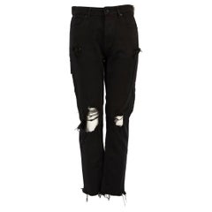 Alexander Wang Black Denim Zip Detail Ripped Jeans Size M