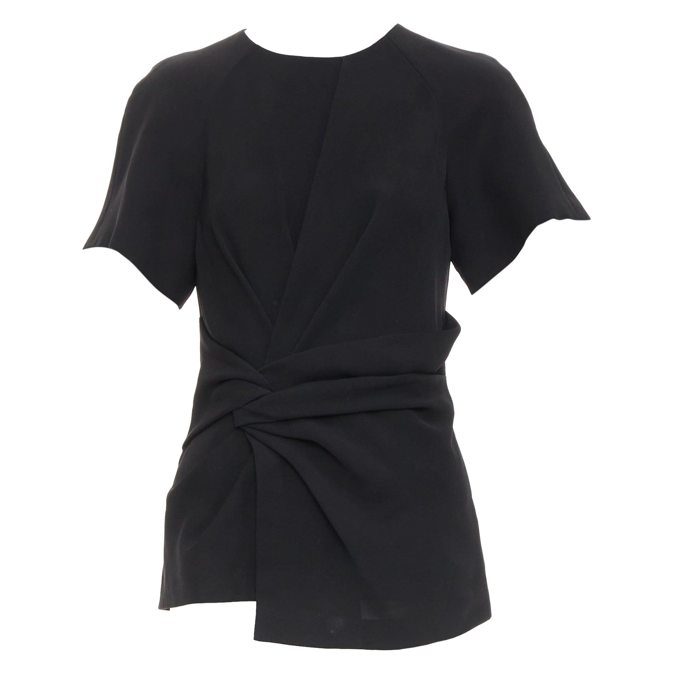 ALEXANDER WANG Schwarzes drapiertes Raglan-Top mit Rundhalsausschnitt US2 S