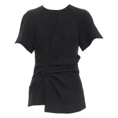 ALEXANDER WANG Schwarzes drapiertes Raglan-Top mit Rundhalsausschnitt US2 S