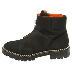 Alexander Wang Black Fabric Zip Detail Ankle Boots Size 40