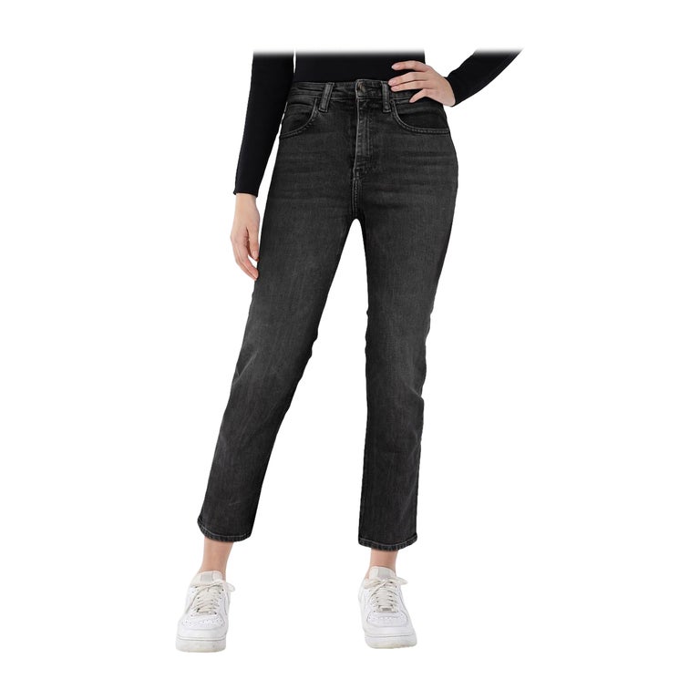 Alexander Wang Black Faded Denim Straight Jeans Size XS For Sale