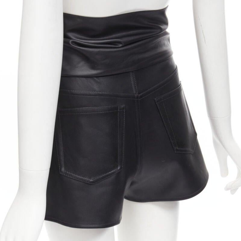 ALEXANDER WANG black faux leather silver studded draped wrap tie shorts US2 XS For Sale 3