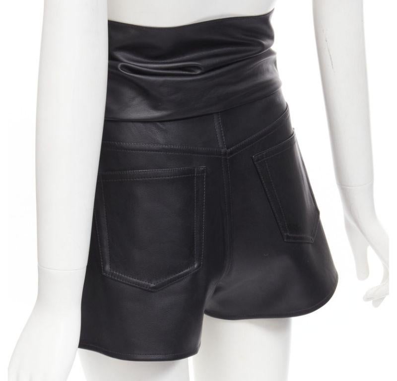 ALEXANDER WANG black faux leather silver studded draped wrap tie shorts US2 XS For Sale 3